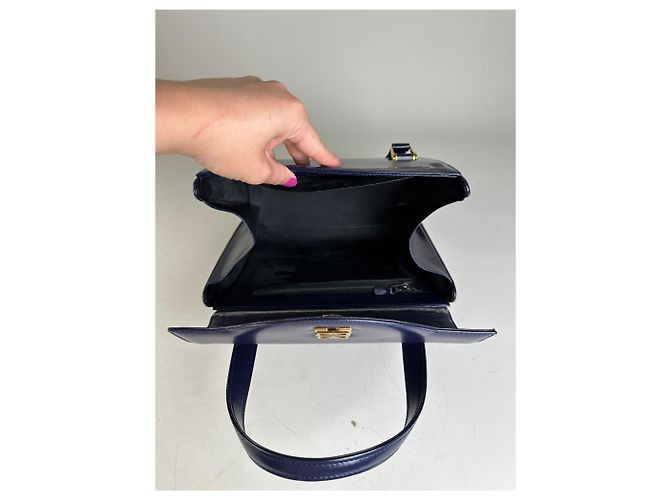 Vintage Givenchy 4G Logo Leder Tasche Marineblau Gold - Ansicht 3