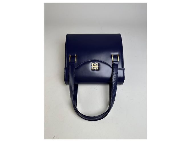 Vintage Givenchy 4G Logo Leder Tasche Marineblau Gold - Ansicht 7