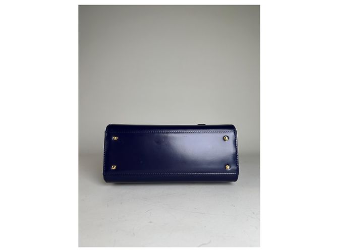 Vintage Givenchy 4G Logo Leder Tasche Marineblau Gold - Ansicht 8