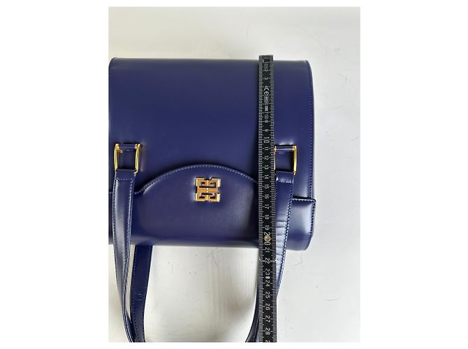 Vintage Givenchy 4G Logo Leder Tasche Marineblau Gold - Ansicht 9