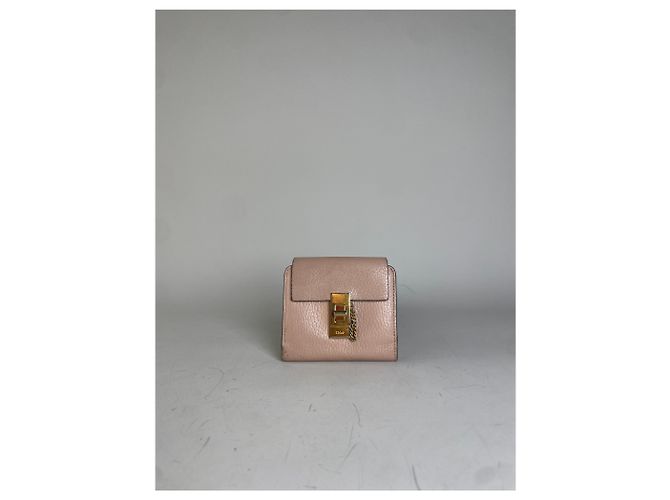 Chloé Vintage Chloe Pebbled Leather Wallet Blush Pink Gold - view 10