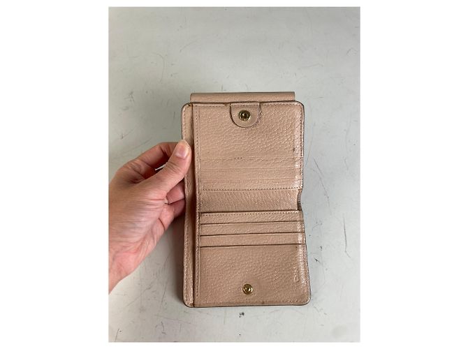 Chloé Vintage Chloe Pebbled Leather Wallet Blush Pink Gold - view 4