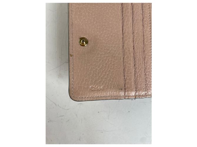 Chloé Vintage Chloe Pebbled Leather Wallet Blush Pink Gold - view 5