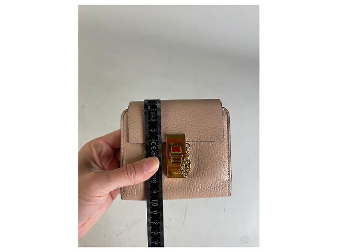 Chloé Vintage Chloe Pebbled Leather Wallet Blush Pink Gold - view 8