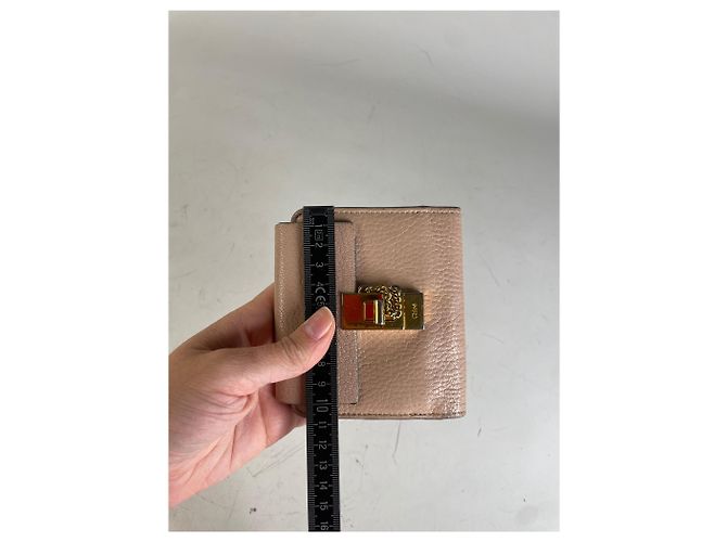 Chloé Vintage Chloe Pebbled Leather Wallet Blush Pink Gold - view 9