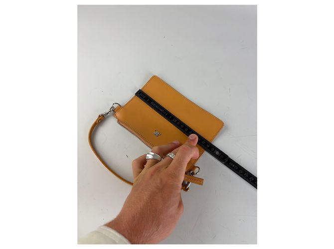 Clutch Vintage Courreges in pelle liscia Arancione Argento - vista 10