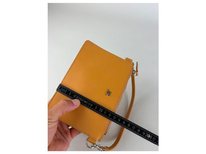 Clutch Vintage Courreges in pelle liscia Arancione Argento - vista 11