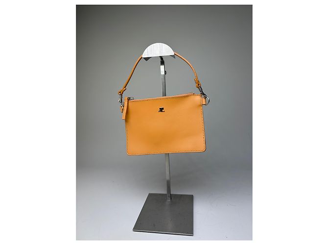 Clutch Vintage Courreges in pelle liscia Arancione Argento - vista 5