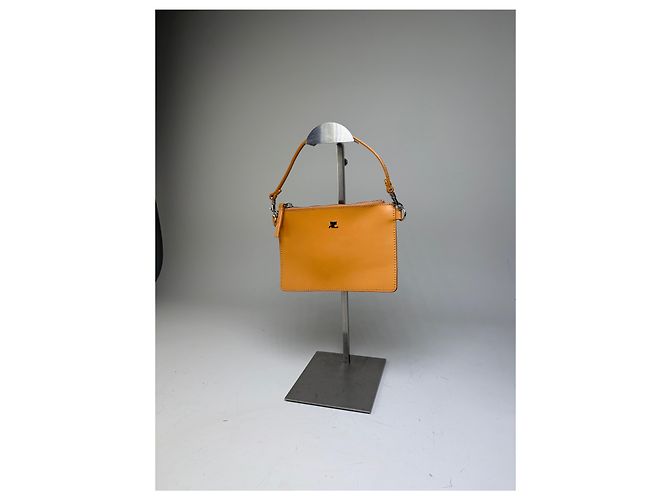 Clutch Vintage Courreges in pelle liscia Arancione Argento - vista 6