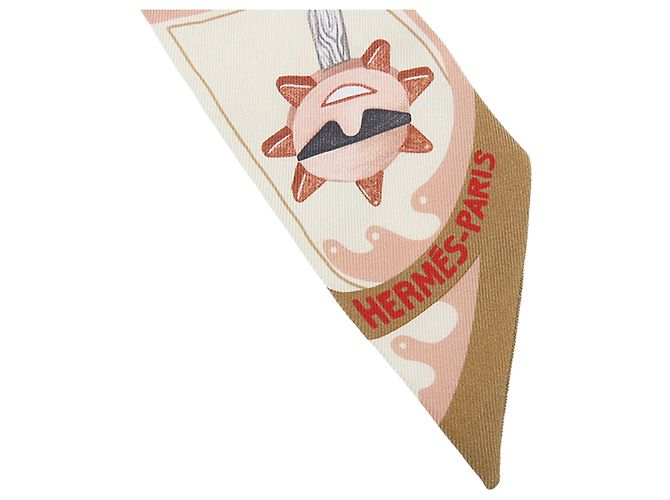 Hermès Funny Ice Cream Seidentuch Twilly Beige - Ansicht 5