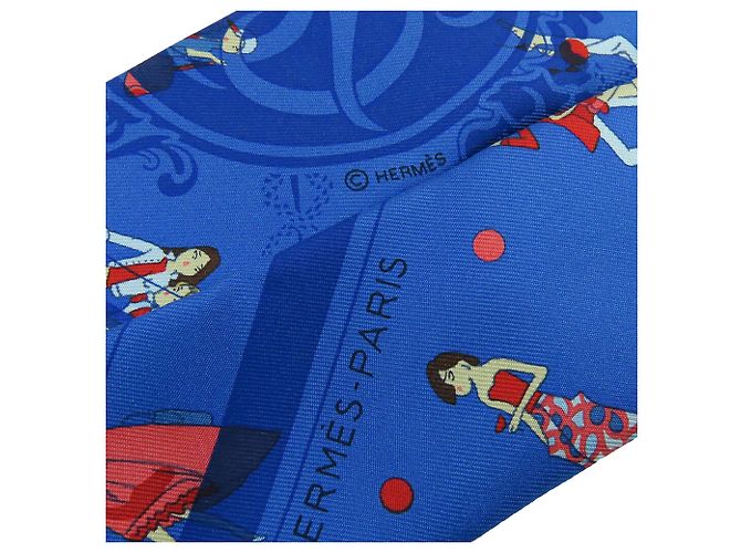 Foulard Twilly in seta blu Hermès Ex Libris Les Parisiennes - vista 6