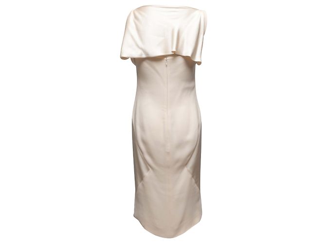 Valentino Garavani Vestido blanco Valentino de seda con capa trasera Talla US 4 - vista 3