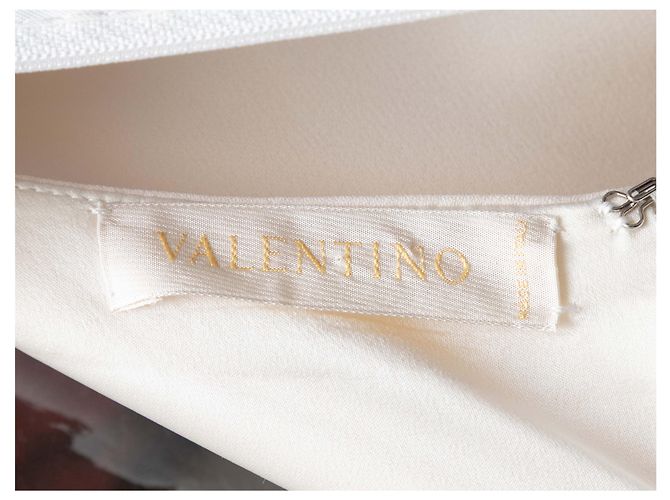 Valentino Garavani Vestido blanco Valentino de seda con capa trasera Talla US 4 - vista 4
