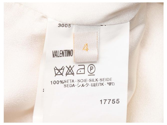 Valentino Garavani Vestido blanco Valentino de seda con capa trasera Talla US 4 - vista 5