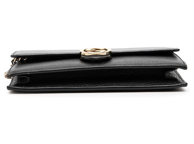Portafoglio con catena Gucci in pelle nera con logo G interlocking Nero - vista 3