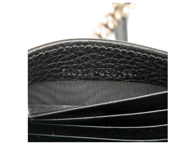 Portafoglio con catena Gucci in pelle nera con logo G interlocking Nero - vista 6