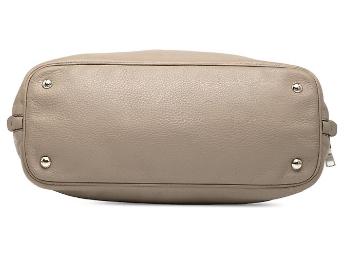 Borsa Tote Convertibile con Zip Laterale Prada Vitello Daino Marrone - vista 3
