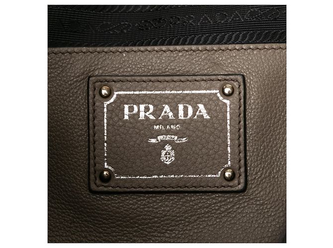 Borsa Tote Convertibile con Zip Laterale Prada Vitello Daino Marrone - vista 5