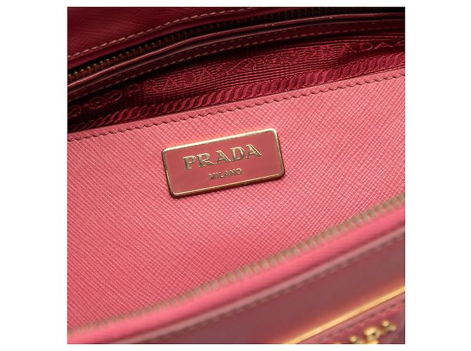 Borsa Prada Medium Saffiano Lux Galleria Double Zip rosa - vista 5