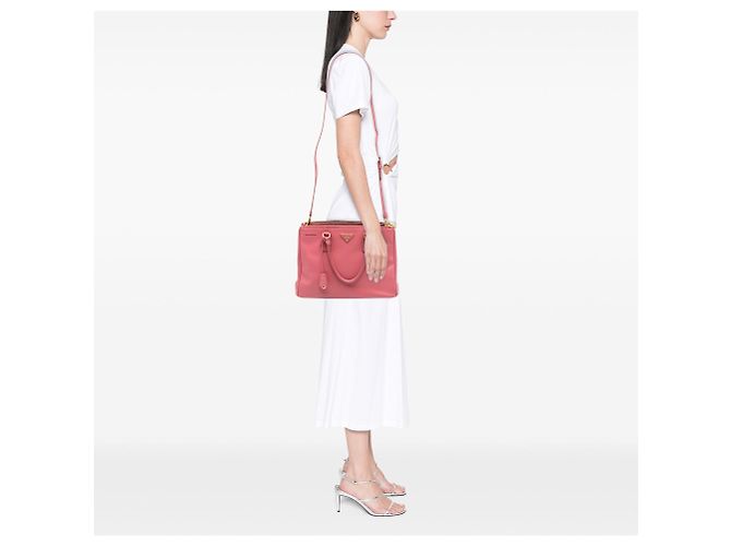 Borsa Prada Medium Saffiano Lux Galleria Double Zip rosa - vista 7