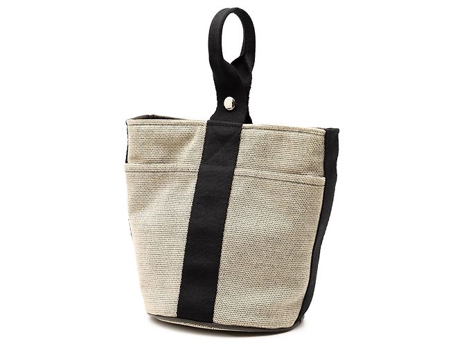 Borsa a secchiello Hermès Toile Saxo PM Beige - vista 2