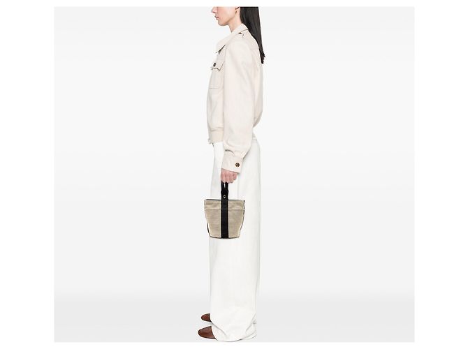 Borsa a secchiello Hermès Toile Saxo PM Beige - vista 7