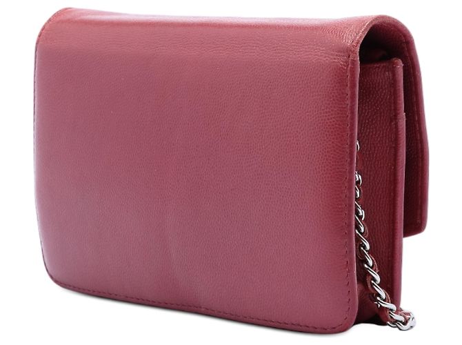Wallet On Chain Borsa a tracolla con catena Chanel CC Caviar Sevruga rossa Rosso - vista 2