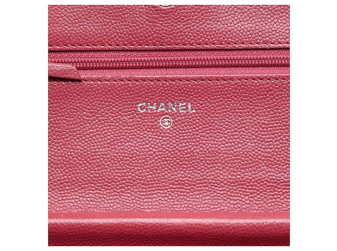 Wallet On Chain Borsa a tracolla con catena Chanel CC Caviar Sevruga rossa Rosso - vista 5