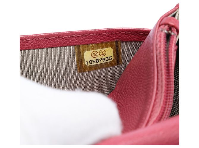 Wallet On Chain Borsa a tracolla con catena Chanel CC Caviar Sevruga rossa Rosso - vista 6