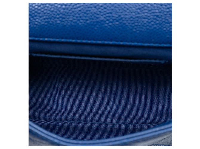 Borsa a tracolla Chanel Mini Square Quilted Caviar CC Incognito Single Flap blu - vista 4