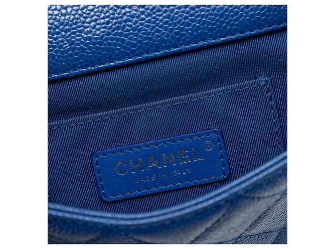Borsa a tracolla Chanel Mini Square Quilted Caviar CC Incognito Single Flap blu - vista 5