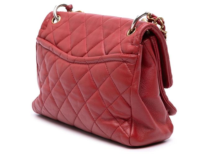 Borsa Chanel Small Quilted Lambskin Chain Link Flap Rossa Rosso - vista 2