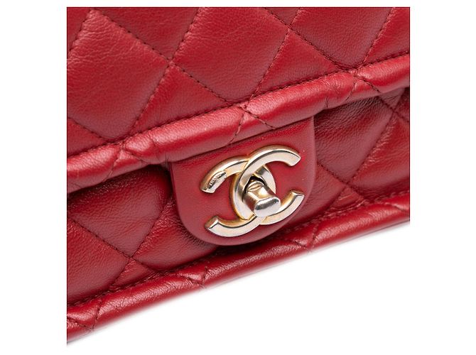 Borsa Chanel Small Quilted Lambskin Chain Link Flap Rossa Rosso - vista 8