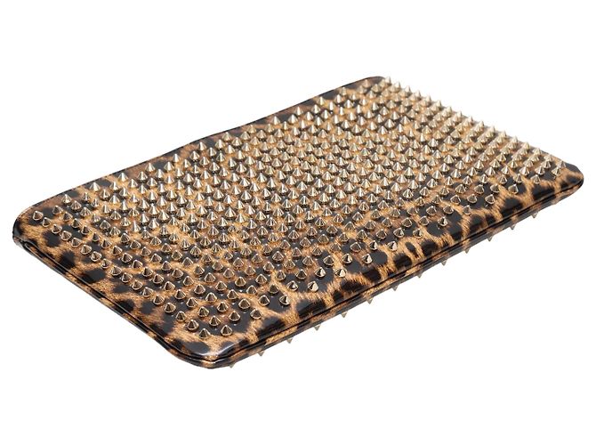 Borsa in vernice con stampa leopardata e borchie Christian Louboutin Marrone & Nero - vista 5