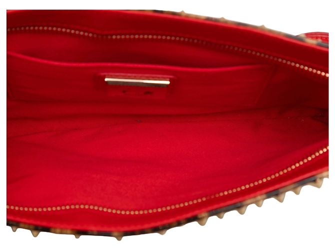 Borsa in vernice con stampa leopardata e borchie Christian Louboutin Marrone & Nero - vista 7