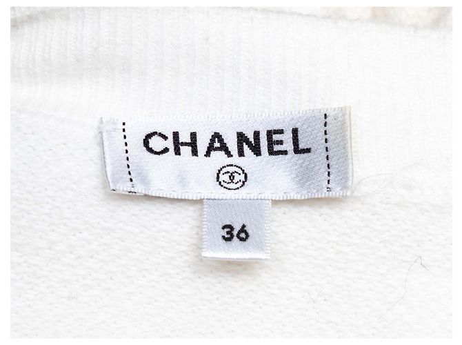 Chanel Baumwoll-Sweatshirt mit Logo Rundhalsausschnitt Weiß & Hellrosa 2021 Größe FR 36 - Ansicht 5