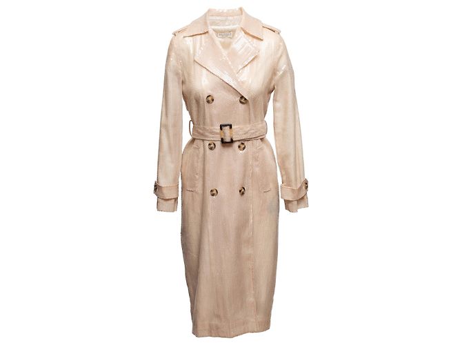 Langer Brunello Cucinelli Pailletten-Trenchcoat Farbe Tan Größe US S Beige - Ansicht 2