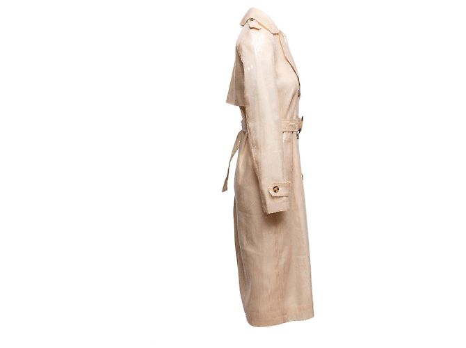 Langer Brunello Cucinelli Pailletten-Trenchcoat Farbe Tan Größe US S Beige - Ansicht 3
