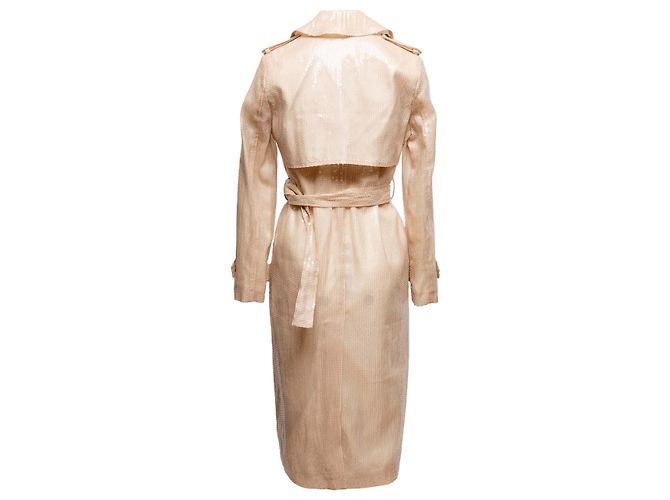 Langer Brunello Cucinelli Pailletten-Trenchcoat Farbe Tan Größe US S Beige - Ansicht 4