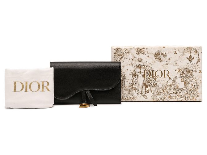 Cartera larga Saddle en piel de cabra negra Dior Negro - vista 11