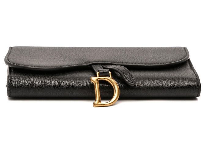 Cartera larga Saddle en piel de cabra negra Dior Negro - vista 3