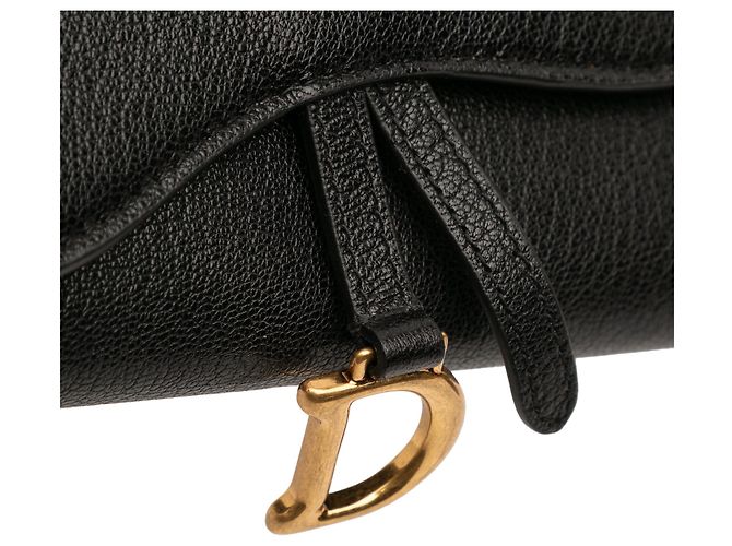 Cartera larga Saddle en piel de cabra negra Dior Negro - vista 7