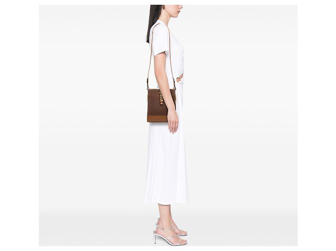 Borsa a tracolla in pelle LOEWE Velasquez Twist marrone - vista 9