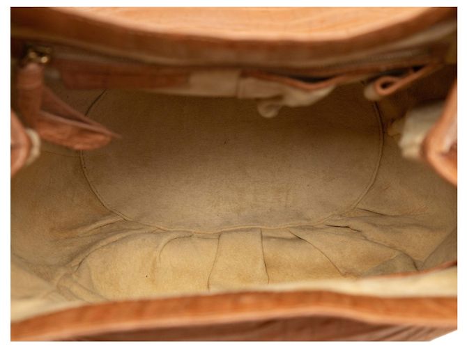 Borsa Bucket in coccodrillo grande Tan Nancy Gonzalez Cammello - vista 5