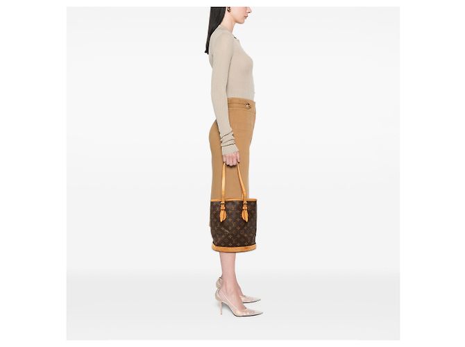 Petit bucket Monogram marrone Louis Vuitton - vista 9