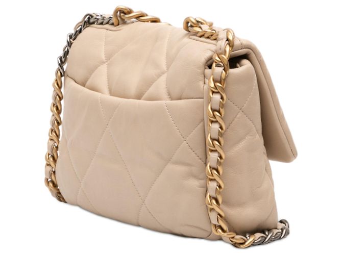 Borsa Chanel 19 in agnello beige, misura Medium - vista 2