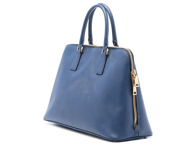 Borsa Prada Large Saffiano Lux Promenade blu - vista 2