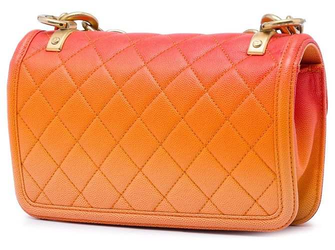 Borsa Chanel Small Quilted Caviar Sunset On The Sea Arancione - vista 2