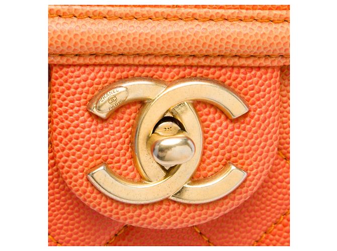 Borsa Chanel Small Quilted Caviar Sunset On The Sea Arancione - vista 5