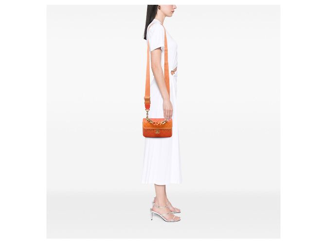 Borsa Chanel Small Quilted Caviar Sunset On The Sea Arancione - vista 6